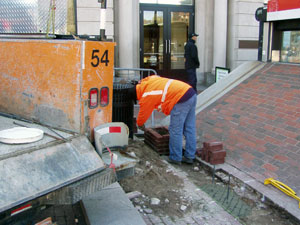 Last of four brick foundations built